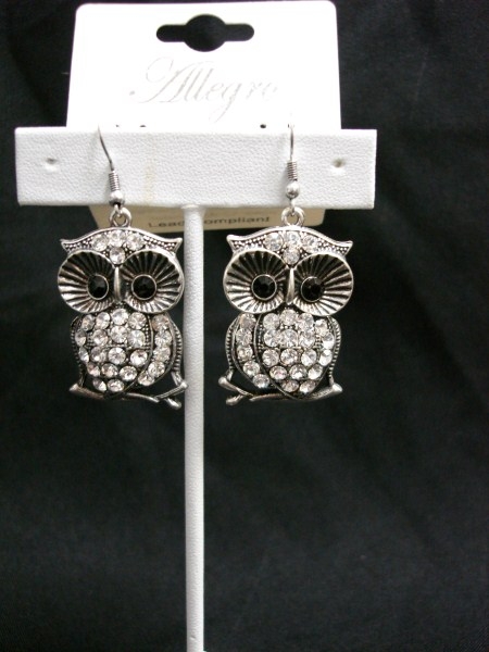 Silver Tone Earring w/ Crystal Stone